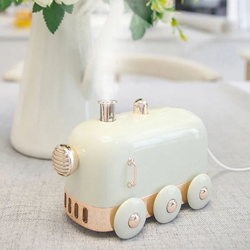 

July New 300ML Mini Train Humidifier Cute USB Diffuser Pink Green Colors Desktop Mini Mist Maker