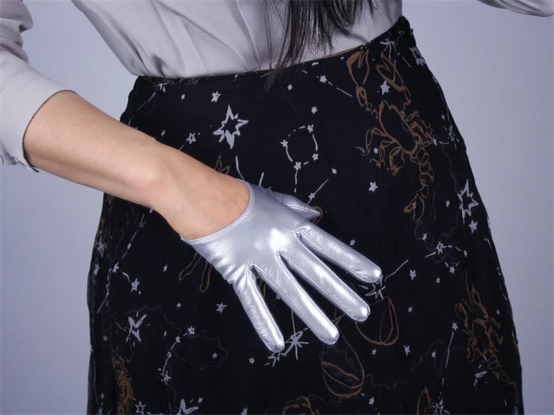 Женские модные ультра короткие перчатки из искусственной кожи, лакированная кожа, искусственная кожа, ярко-зеленые, многоцветные, прецизионные, без подкладки, TB08