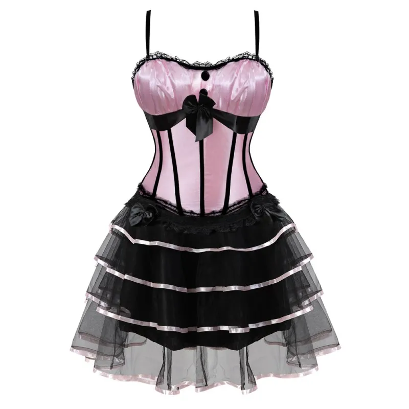 

Gothic Sexy Straps Corsets Dress Lace Up Boned Overbust Corset Bustier Party Showgirl Dance Dress Plus Size S-6XL