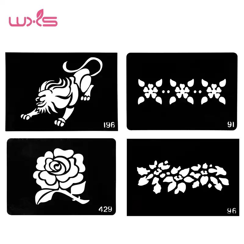 10pcs Airbrush Glitter Tattoo Stencil Woman Girl Kids Drawing Template Cute Flower Butterfly Cartoon Henna Tattoo Stencil Ts 05