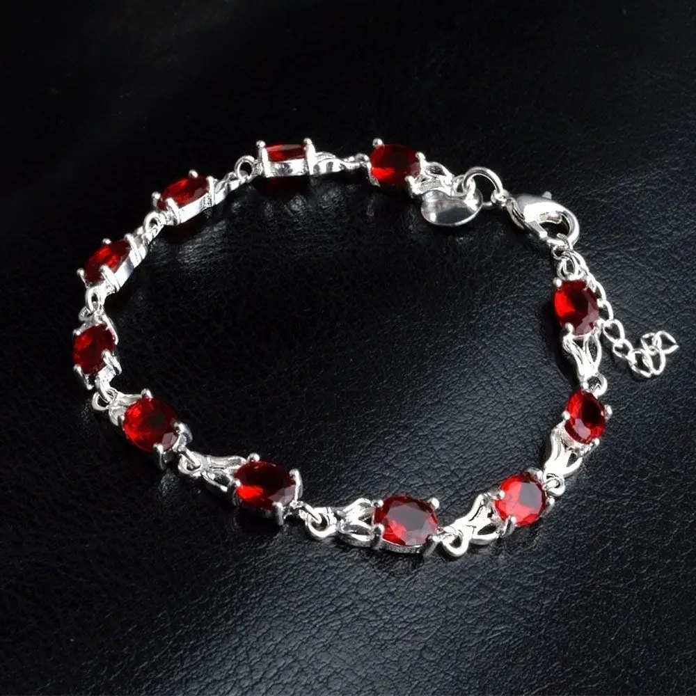 Women Luxury Red Crystal Bracelet Adjustable Link Chain Bracelets
