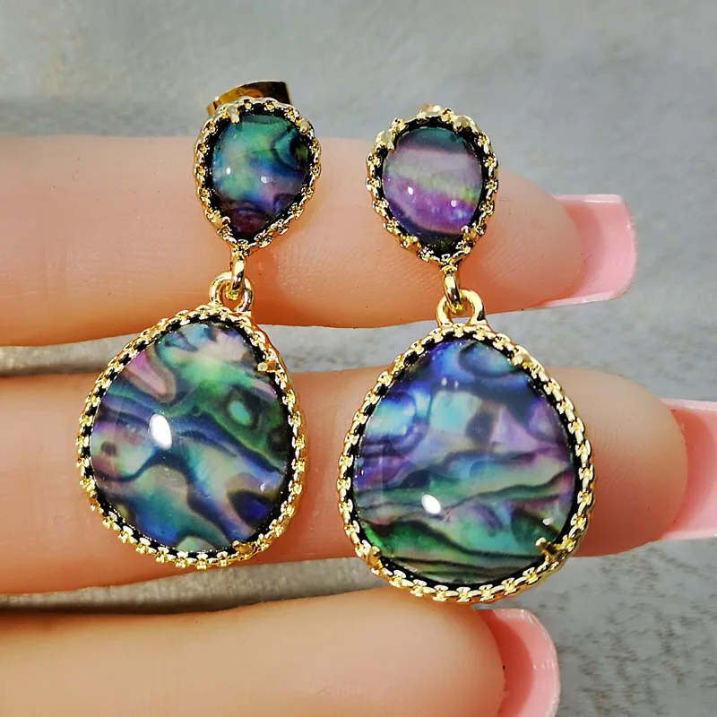 

2019 New Trendy Ripple Pattern Big Water Drop Earrings for Women Luxury Texture Colorful Resin Stone Fashion Earrings Z3M323