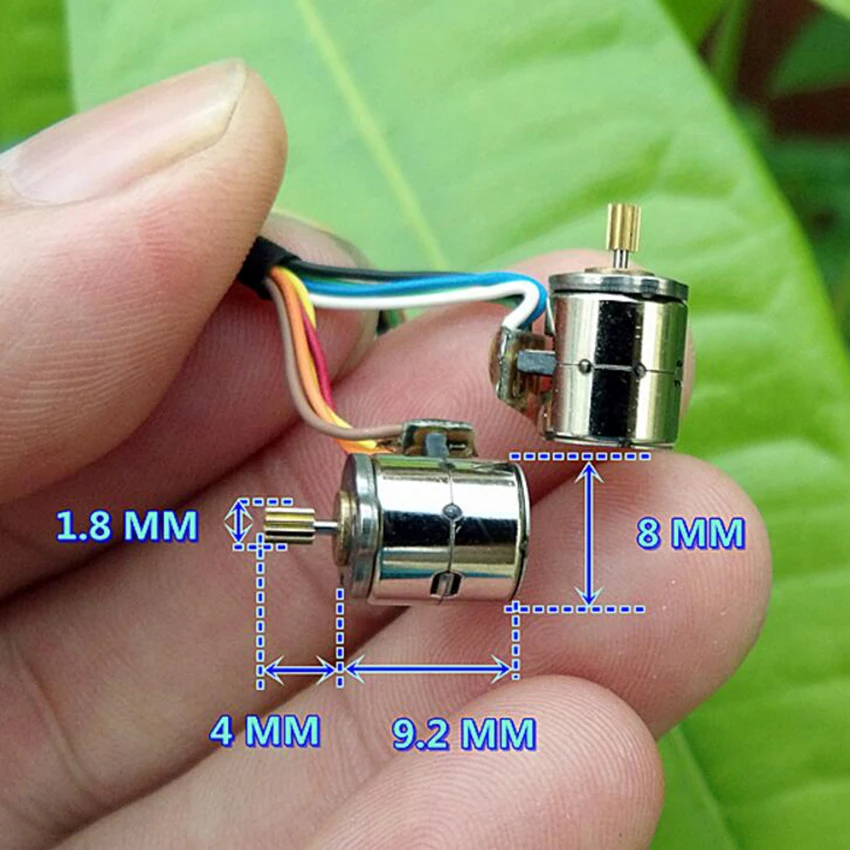 1 правильный 4 провода 2 фазы миниатюрный шаговый двигатель микро шаговый двигатель(диаметр: 8 мм, высота: 8,2 мм