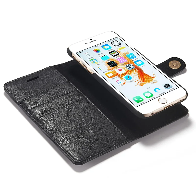 Magnetic Detachable Leather Case For iPhone 6s Plus Back Cover Luxury Wallet Flip Genuine Leather Case For iPhone 6 Plus