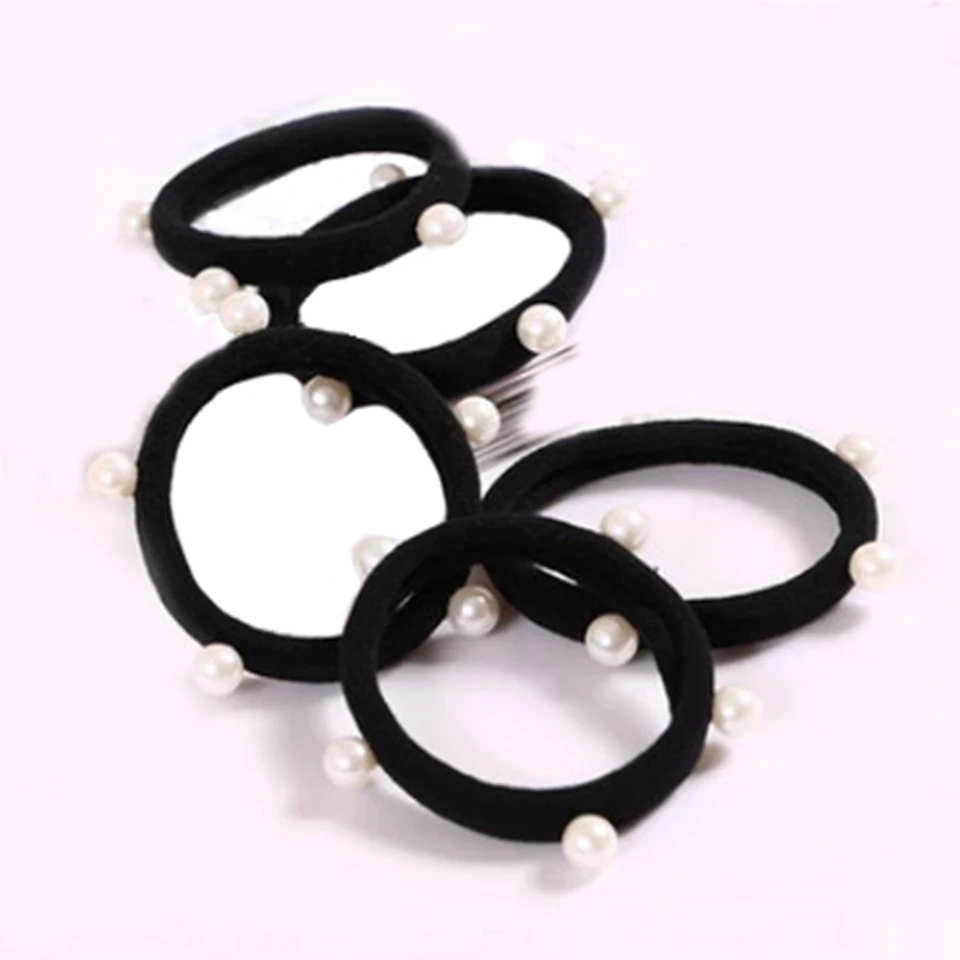 5 Pcs Girls Hair Accessories Pearl Rubber Hairband Headwear For Women