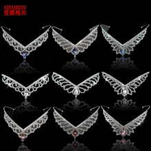 AINAMEISI модная свадебная тиара корона принцессы ободок капли воды Хрустальная корона для девочек обруч для волос ювелирные изделия вечерние подарки