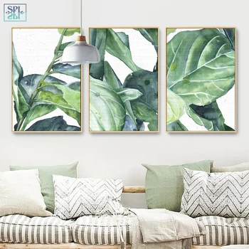 

SPLSPL Nordic Style Green Plants Tropical Plants Leaves Poster Wall Art Canvas Print Painting Picture for Home Decor