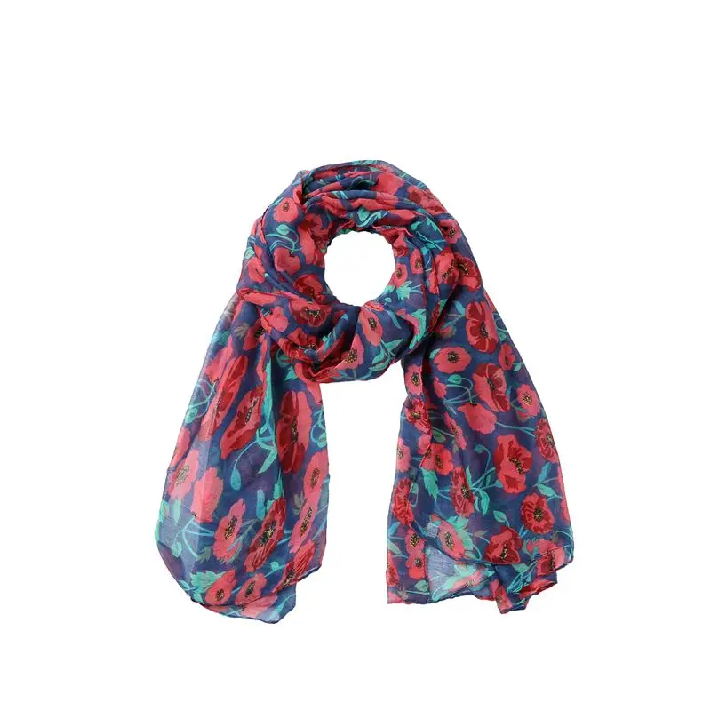 Hot Sale Pretty Print scarf Poppy flower shawl wrap Viscose women