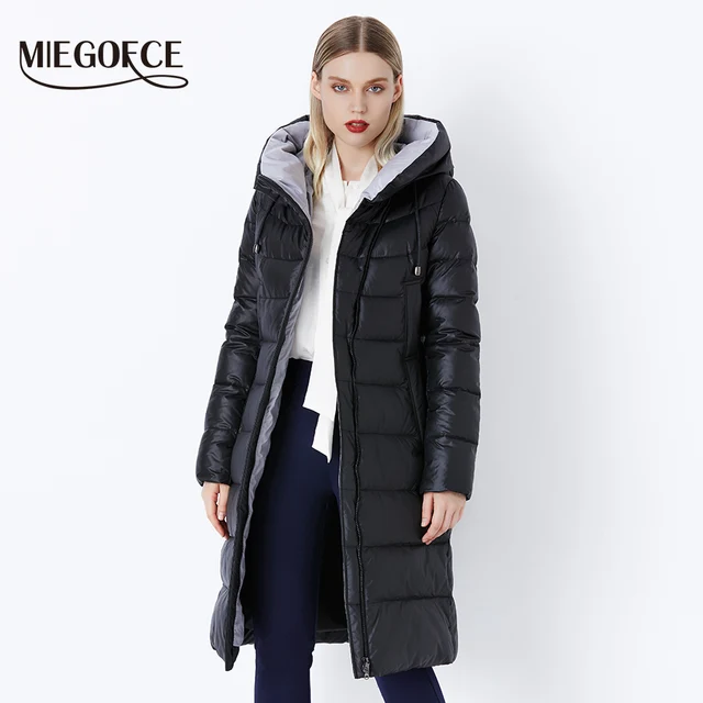 MIEGOFCE 2019 Новая Женская Коллекция Зимний Женский Пуховик Длинное Женское Зимние Пальто с Капюшоном Женская парка Европейский Стиль Утепленная Модная Зимняя Женская Зимняя Куртка