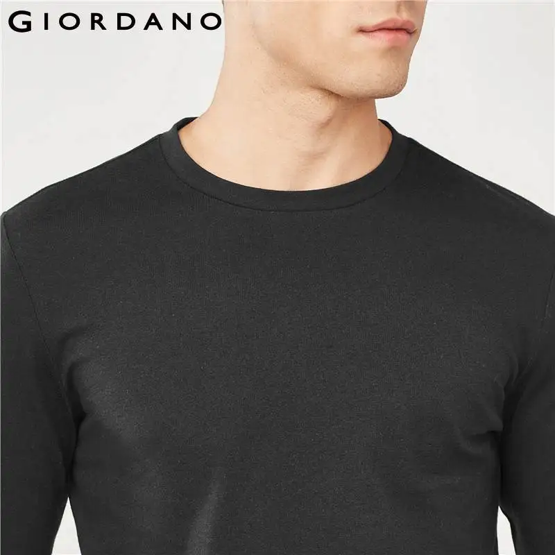 Giordano los hombres T camisa de los hombres cepillado de algodón de cuello redondo Camiseta de manga larga Hombre duradera Tee cálido y cómodo para Hombre clásico Giordano los hombres T camisa de los hombres cepillado de algodón de cuello redondo Camiseta de manga larga Hombre duradera Tee cálido y cómodo para Hombre clásico