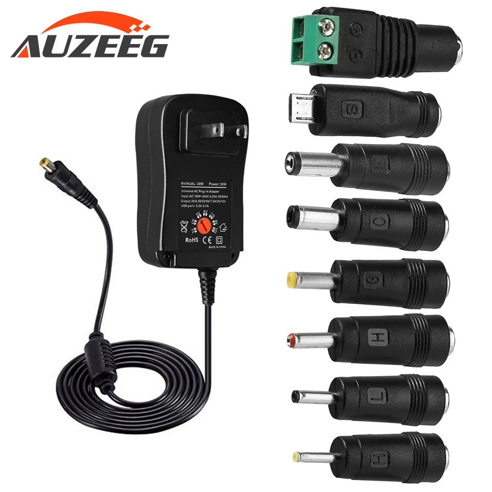

Upgrade AC DC Power Adapter 3V 4.5V 5V 6V 7.5V 9V 12V 2A Adjustable USB Power Adapter Universal Charger For Camera, Smartphone