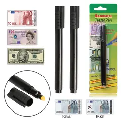 2 x деньги детектор Деньги Checker Валюты детектор поддельный маркер поддельные тестер банкнот ручка уникальные чернила ручной проверки