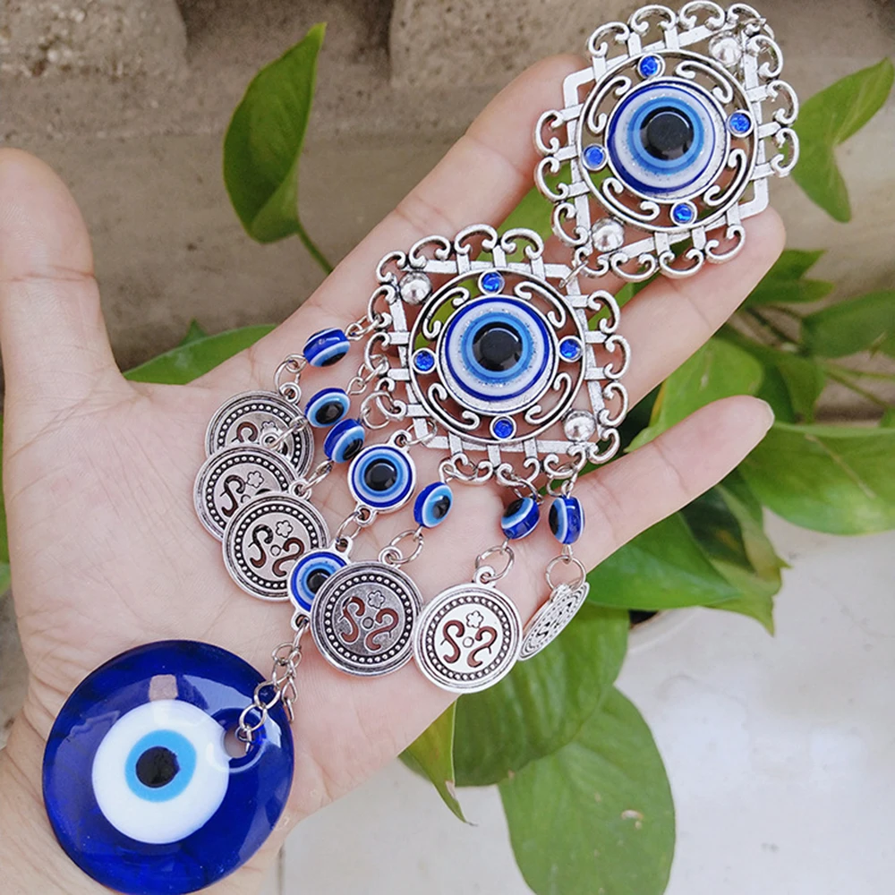 

Turkish Blue Glazed Glass Evil Eye Lucky Wall Car Office Home Amulet Decoration Individual Pendant Wall Hanging Handicraft