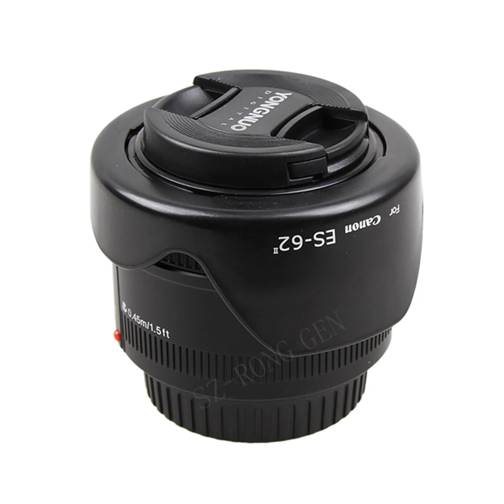 YONGNUO YN 50 мм F1.8 объектив с большой апертурой и автофокусом для Canon EF Mount EOS Camer+ сумка для объектива+ бленда ES-62II