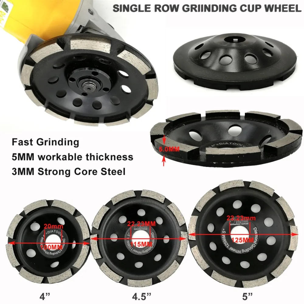 4.5" Diamond Grinding disc #30/40 coarse fast working Single Row cup wheel for abrasive material