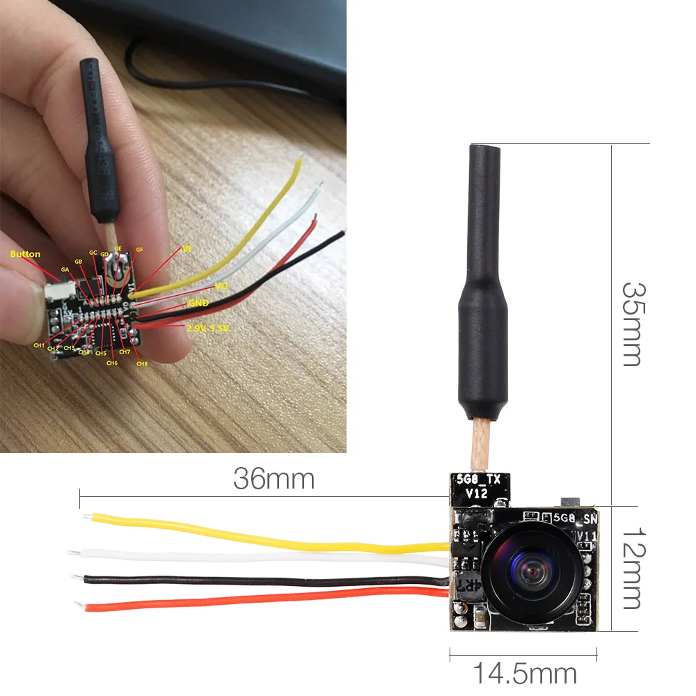 5 8G 48CH 25mW NTSC/PAL 700TVL FPV передатчик камера 120 градусов объектив Поддержка OSD для