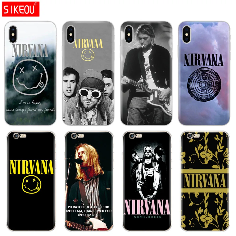 Силиконовый чехол для телефона Iphone 6X8 7 6s 5 5s SE Plus 10 nirvana с улыбающимся лицом Курта