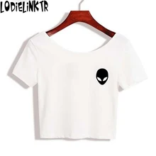 2018 Fashion 3d Print Aliens T Shirt Short Sleeve crop top Sexy Women T-shirts Tops Summer O neck Tees Girls 5VB131
