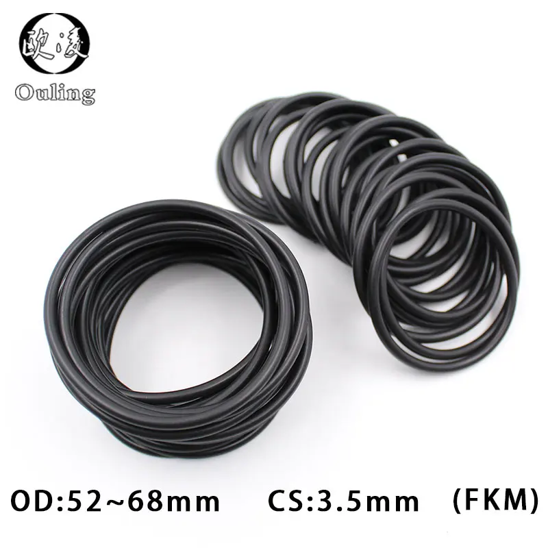 

1PC Black FKM Rubber O-rings Seals 3.5mm Thickness OD52/54/55/56/58/60/62/65/68mm ORings Seal Gasket Oil Ring Sealing Washer