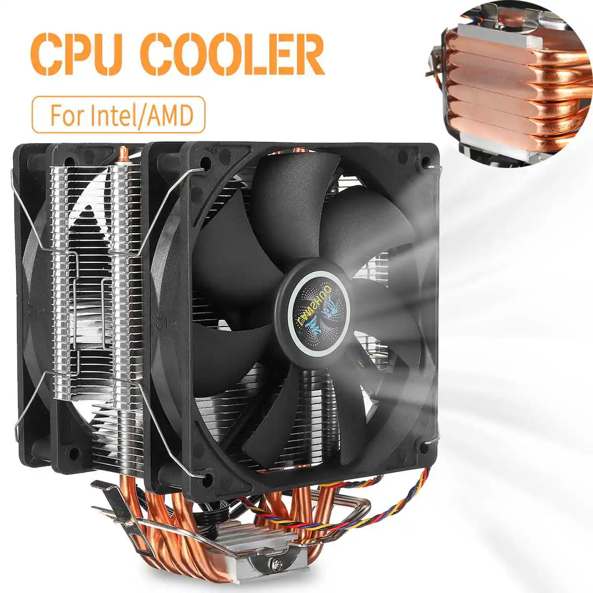 

12cm Dual Fan CPU Cooler Heatsink Radiator 6 Heat Pipes CPU Cooler Fan Cooling Cooler for LGA 1150/1151/1155/1156/1366/775 AMD
