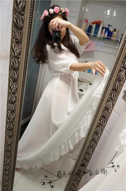 Фотография беременной женщины модные реквизиты длинное платье Белый роматический прозрачный личный портрет Ночная рубашка размер S~ L