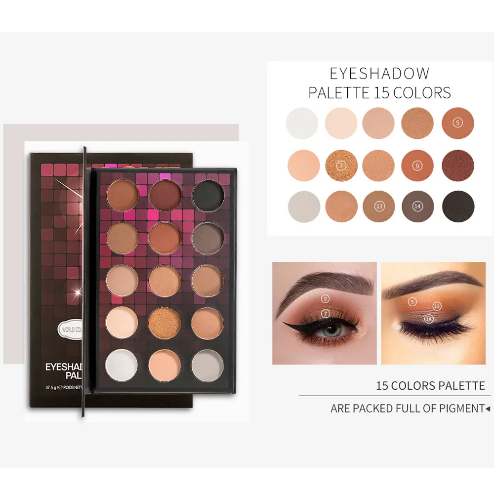 

15 Color Cosmetic Matte Eyeshadow Cream Eye Shadow Makeup Palette Shimmer Set Cosmetic Makeup Set 2018 Step.25
