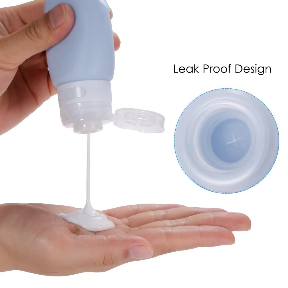 Portable Soft Silicone Travel bottles Set 3 Leak-Proof Travel Size Silicone Containers - Perfect for Shampoo and Lotion bear 