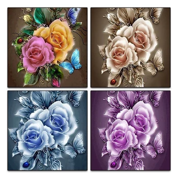 

flowers Butterfly Rose Resin Full diy diamond painting diamond mosaic beadwork embroidery Gift making tools diamond pattern
