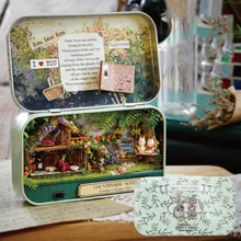 Diy деревянная коробка деревянная миниатюрная деревянная кукольные домики Diy аксессуары для кукольного домика/фарфора/мебели День Святого Валентина рождественский подарок