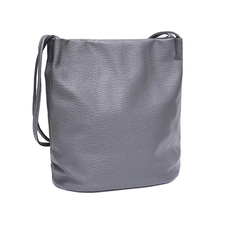 Fashion Thin Strap Bucket Bag Women High Quality Pu Leather Shoulder