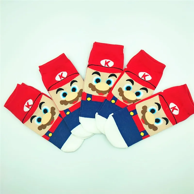

5 Pair/set women+sock mujer funny cute animal art short socks regalos para mujer kawaii harajuku style calcetines cortos Mario L