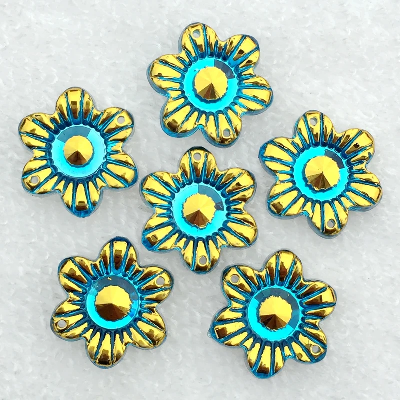 

40 PCS DIY 18mm AB resin Rhinestone Flatback Wedding Diy flower Button 2 Hole, scrapbook -A922