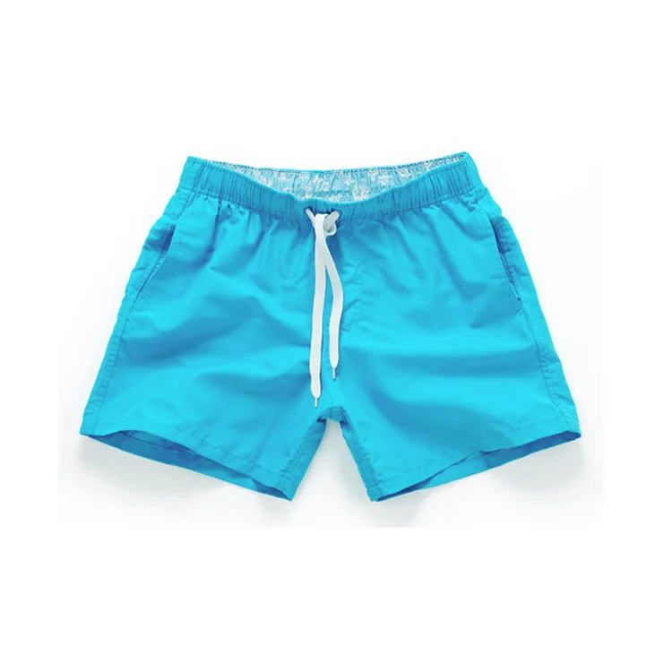 Летние мужские Шорты повседневные пляжные шорты со средней талией однотонные прямые шорты на кулиске 17 цветов S-2XL - Цвет: Sky blue