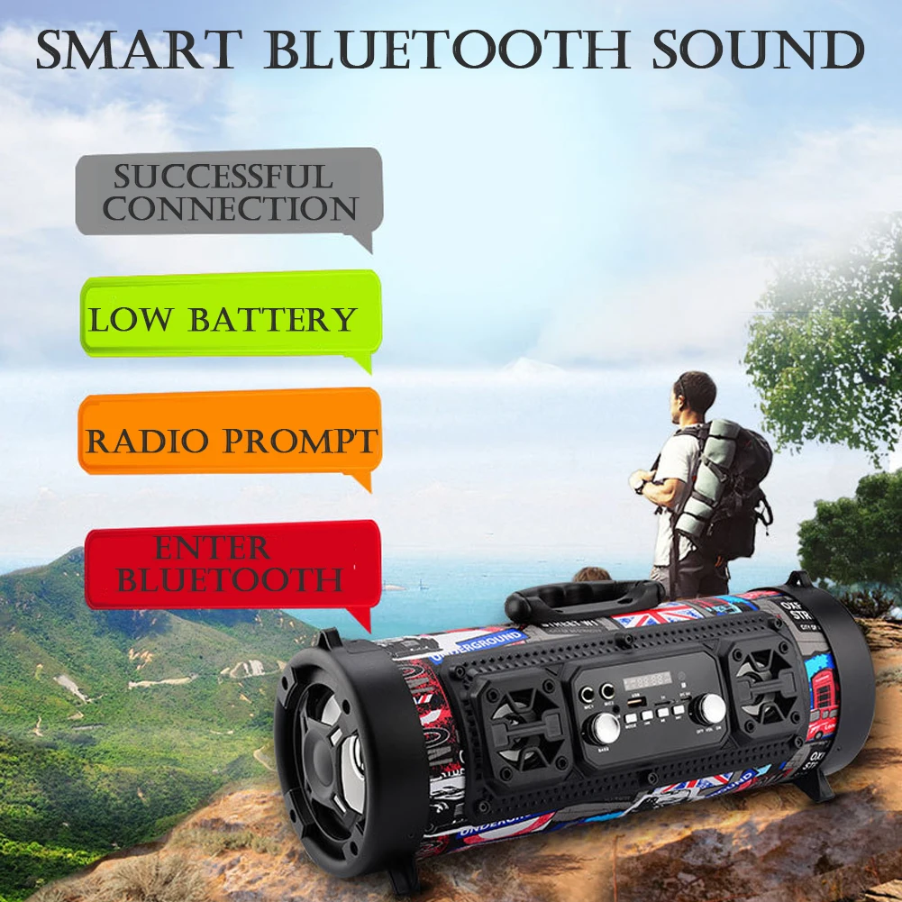 Портативный беспроводной Bluetooth динамик сильный бас HIFI стерео Открытый Bluetooth динамик Поддержка FM радио TF AUX USB 3E15