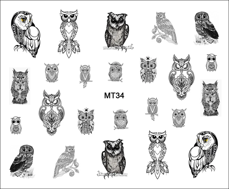 

1 Sheet Nail MT34 Fashion Black Cartoon Cute Owl Nail Art Water Transfer Sticker Decal For Nail Art Tattoo Tips DIY Nail Tool