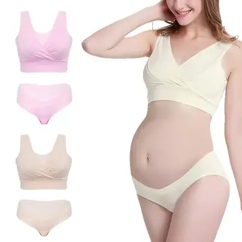 

Pure Cotton No Underwire Vest Breastfeeding Bra Set Crossover Sleeping Nursing Yoga Bra Set for Increasing Milk Supply