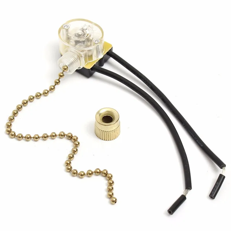New Ceiling Fan Switch Wall Lamp Light Universal Replacement Retro Pull Chain Cord Switch Button 3A