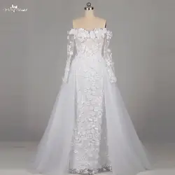 Rsw1151 реальные фотографии yiaibridal с открытыми плечами одежда с длинным рукавом Съемная юбка свадебное платье
