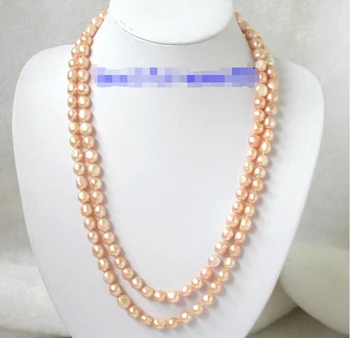 

shipping> >>>NATURAL 50" 10mm baroque pink pearl necklace 9k clasp N731