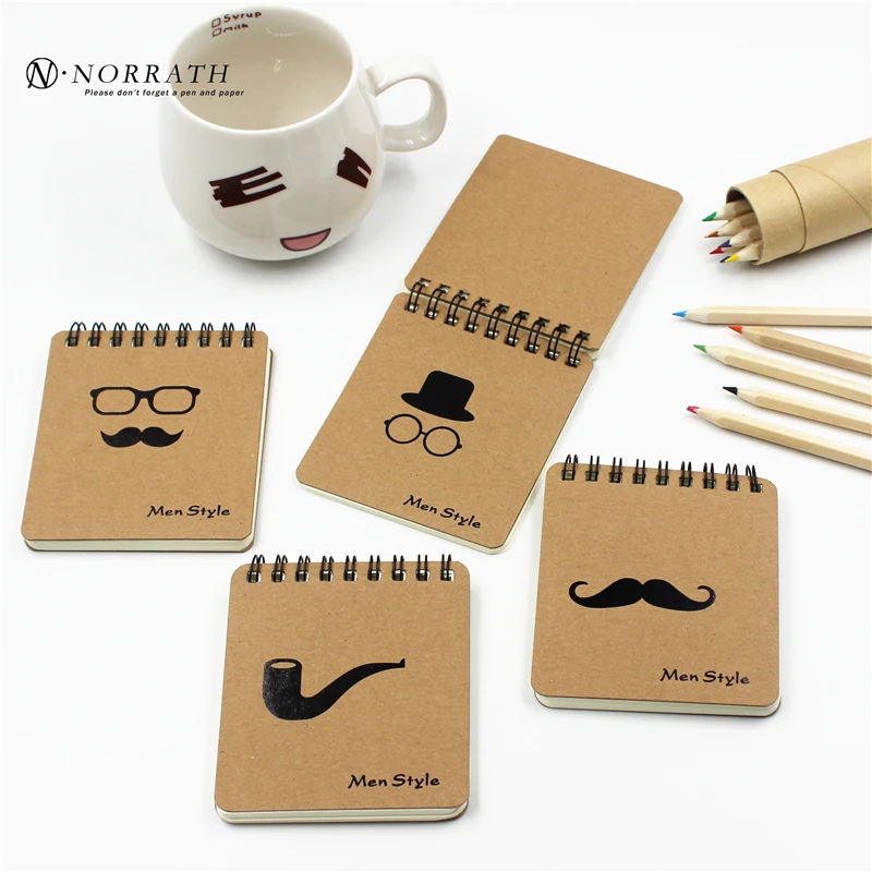 

New Fashion Men Style Mini Notebook Korea Stationery Mustache Series Rubber Set Basis Pocket Notepad School Gift Supplies