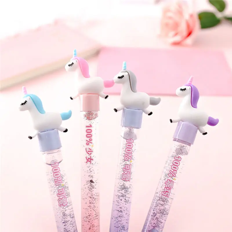 

Cute 0.5mm Horse Ballpoint Pen Drift Sand Glitter Crystal Pen Shiny Colorful Creative Ball Pen Kids Gift Novelty Stationery