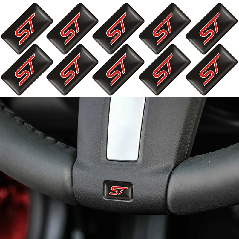 

10Pcs/Lot Car Styling 3D ST Decorative Sticker Car Emblem Badge Decals for FORD FIESTA FOCUS MONDEO Auto Accessories