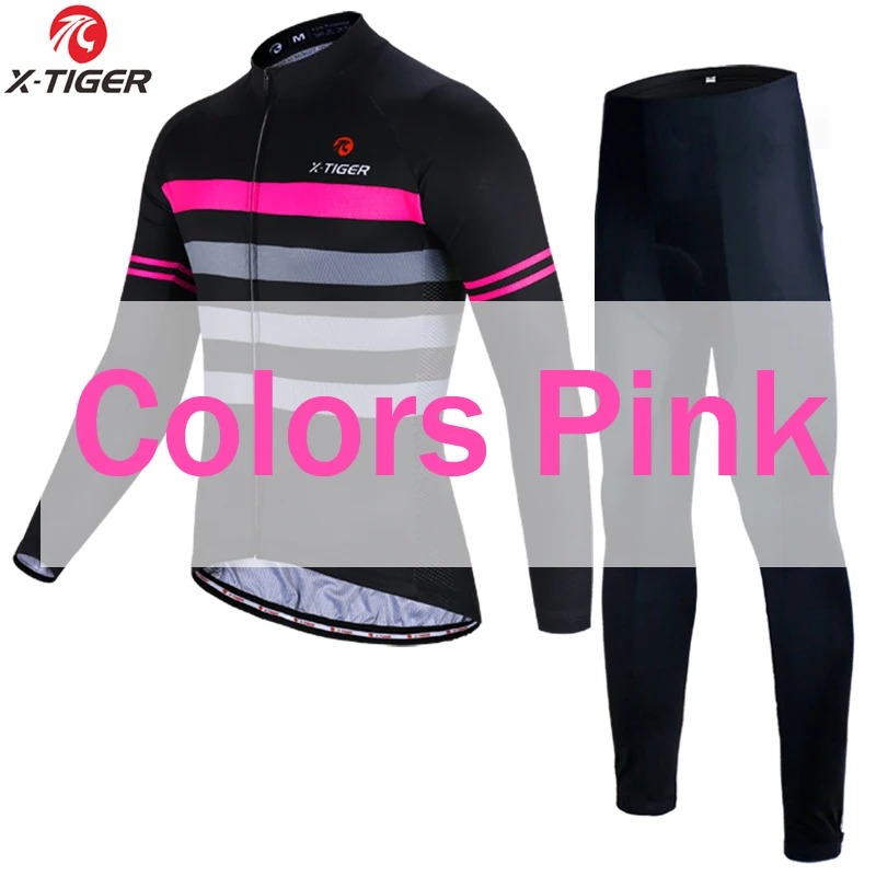 Autumn Cycling Set X-Tiger с длинными рукавами Pro Bib Велоспорт Набор дышащая одежда MTB для велосипедистов велосипедная одежда комплект велосипедная одежда Maillot Ropa Ciclismo - Цвет: Autumn Cycling Set