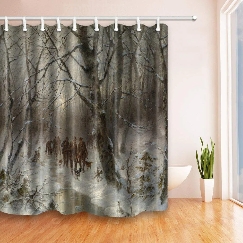 The hunter dog in the gray woods es Mildew Polyester Fabric Shower Curtain Set Fantastic Decorations | Дом и сад