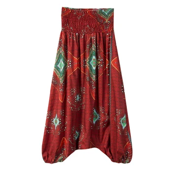 

Ladies Pants Chiffon Print Long Wide Leg Pant Gypsy Hippie Women Harem Pants Trousers High Waist Fashion
