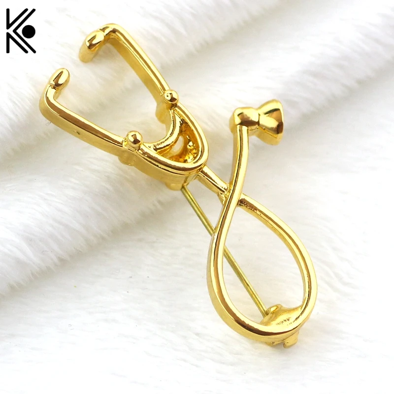 

4Color Stethoscope Brooches Fashion Medical Jewelry Gold Brooch Stethoscope Badge Pins for Nurse Physicians Medical Student Gift