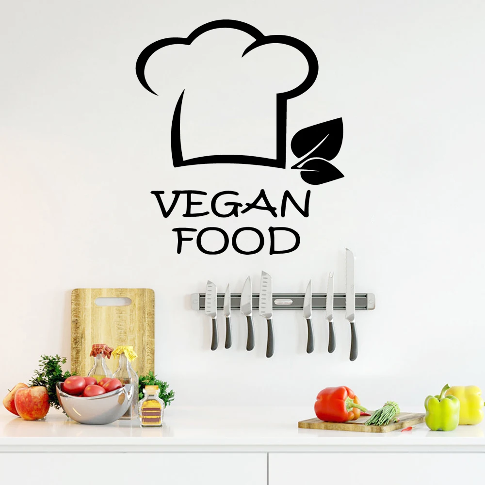 DIY Vegan Food Text Wall Sticker Self Adhesive Pvc Wall Decals For Kitchen Room Vinyl Mural naklejki na sciane