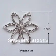 M0407) 38 мм страз украшение, форма цветка, серебряное покрытие