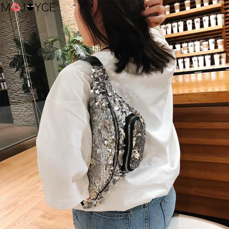 Стильный блёстки плечо поясные сумки для женщин классический Euramerican стиль нагрудный ремень модные блестящие сумка через плечо bolsa