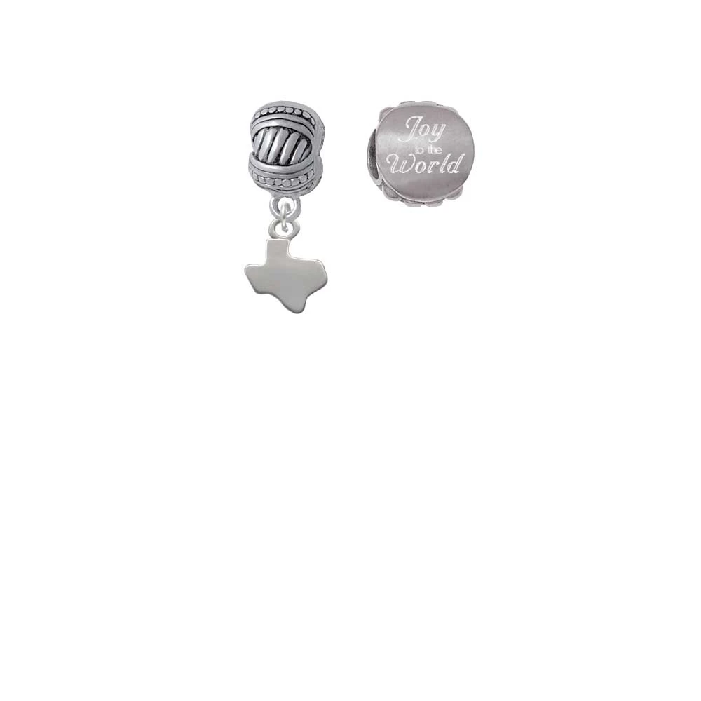 Silvertone Mini Texas Joy to the World Charm Beads (Set of 2)